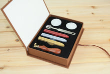 Load image into Gallery viewer, Vintage wood Alphabet Badge Seal Stamp Wax Kit Set