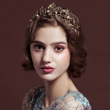 Load image into Gallery viewer, Women's Vintage Baroque Gold Pearl Leaf Tiara