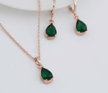Load image into Gallery viewer, Women's Delicate Zircon Water Drop Rose Gold Jewelry Set