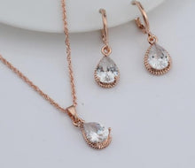 Load image into Gallery viewer, Women's Delicate Zircon Water Drop Rose Gold Jewelry Set