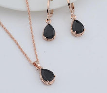 Load image into Gallery viewer, Women's Delicate Zircon Water Drop Rose Gold Jewelry Set