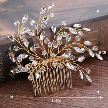 Load image into Gallery viewer, Women's Gold Color Crystal Simulated Pearl Hair Comb