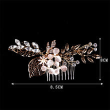 Load image into Gallery viewer, Women's Gold Color Crystal Simulated Pearl Hair Comb