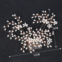 Load image into Gallery viewer, Women's Gold Color Crystal Simulated Pearl Hair Comb
