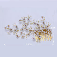 Load image into Gallery viewer, Women's Gold Color Crystal Simulated Pearl Hair Comb