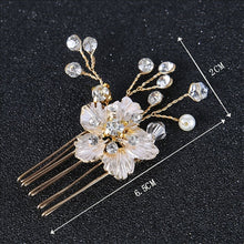 Load image into Gallery viewer, Women's Gold Color Crystal Simulated Pearl Hair Comb