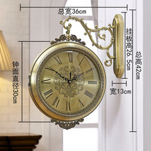 Load image into Gallery viewer, Vintage Large Luxury Metal Double-side Silent Clocks Wall Clock