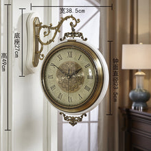 Load image into Gallery viewer, Vintage Large Luxury Metal Double-side Silent Clocks Wall Clock