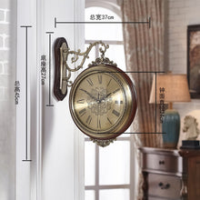 Load image into Gallery viewer, Vintage Large Luxury Metal Double-side Silent Clocks Wall Clock