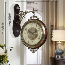 Load image into Gallery viewer, Vintage Large Luxury Metal Double-side Silent Clocks Wall Clock