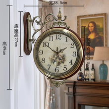 Load image into Gallery viewer, Vintage Large Luxury Metal Double-side Silent Clocks Wall Clock