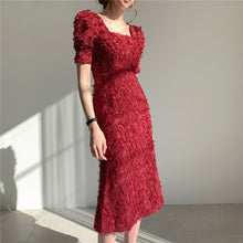 Load image into Gallery viewer, Women's Square Collar Tassel Dress