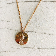 Load image into Gallery viewer, Women's Rose Zircon Bee Pineapple Pendant Gold Chain Necklace