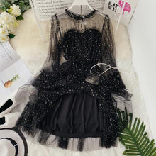 Load image into Gallery viewer, Women's Star Sequins Gauze Lace-Up Dress