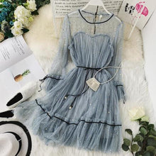 Load image into Gallery viewer, Women's Star Sequins Gauze Lace-Up Dress
