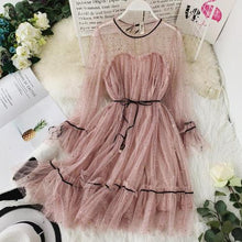 Load image into Gallery viewer, Women's Star Sequins Gauze Lace-Up Dress