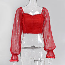 Load image into Gallery viewer, Women's Polka Dot Mesh Blouse