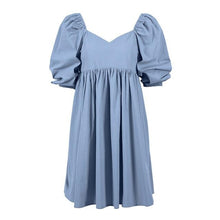 Load image into Gallery viewer, Women's Vintage Blue Black A-Line Mini Dress