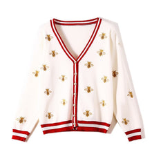 Load image into Gallery viewer, Women's Designer Bee Embroidery Cardigan Long Sleeve