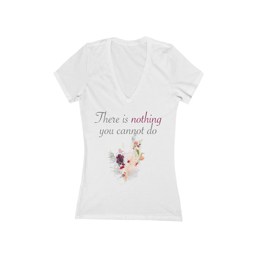 Nothing You Cannot Do- Women's Jersey Short Sleeve Deep V-Neck Tee