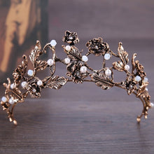 Load image into Gallery viewer, Women&#39;s Vintage Baroque Gold Pearl Leaf Tiara
