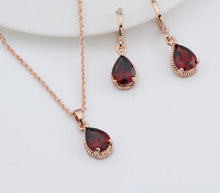 Load image into Gallery viewer, Women&#39;s Delicate Zircon Water Drop Rose Gold Jewelry Set
