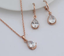 Load image into Gallery viewer, Women&#39;s Delicate Zircon Water Drop Rose Gold Jewelry Set
