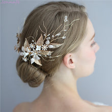 Load image into Gallery viewer, Women&#39;s Hair Gold Leaf Crown Clip
