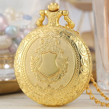 Load image into Gallery viewer, Royal Gold Shield Crown Pattern Quartz Pocket Watch
