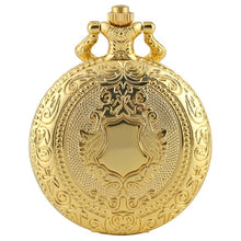 Load image into Gallery viewer, Royal Gold Shield Crown Pattern Quartz Pocket Watch
