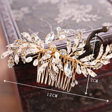 Load image into Gallery viewer, Women&#39;s Gold Color Crystal Simulated Pearl Hair Comb
