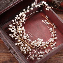 Load image into Gallery viewer, Women&#39;s Gold Color Crystal Simulated Pearl Hair Comb
