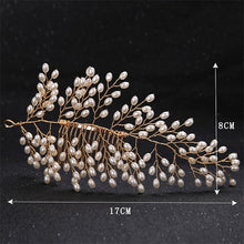 Load image into Gallery viewer, Women&#39;s Gold Color Crystal Simulated Pearl Hair Comb
