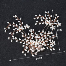 Load image into Gallery viewer, Women&#39;s Gold Color Crystal Simulated Pearl Hair Comb
