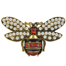 Load image into Gallery viewer, Men&#39;s Rhinestone and Pearl Bee Brooch
