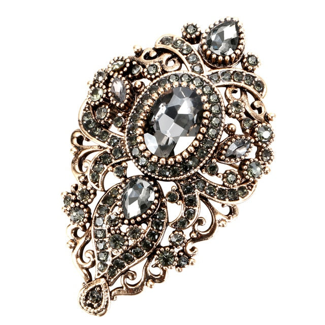 Vintage Gray Crystal Brooch