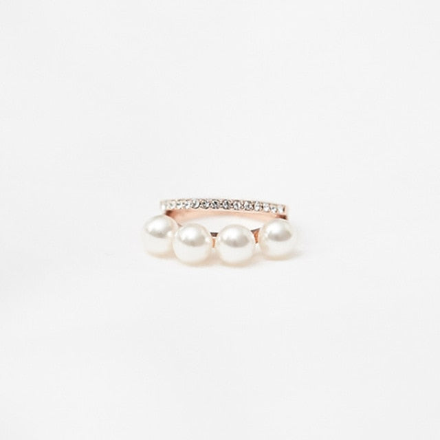 Women's Double Layer Elegant Simulated Pearl Beads Ring