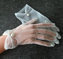 Load image into Gallery viewer, Women&#39;s Transparent Elegant Pearl Beaded Mesh Glove
