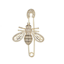 Load image into Gallery viewer, Men&#39;s Full Crystal Gold Bee Brooches
