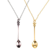 Load image into Gallery viewer, 1pcs New Gold Silver Color Tone Snuff Mini Tea Crown Mini Tea Spoon Necklace
