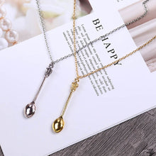 Load image into Gallery viewer, 1pcs New Gold Silver Color Tone Snuff Mini Tea Crown Mini Tea Spoon Necklace
