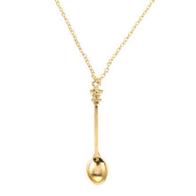 Load image into Gallery viewer, 1pcs New Gold Silver Color Tone Snuff Mini Tea Crown Mini Tea Spoon Necklace
