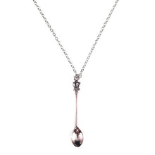 Load image into Gallery viewer, 1pcs New Gold Silver Color Tone Snuff Mini Tea Crown Mini Tea Spoon Necklace
