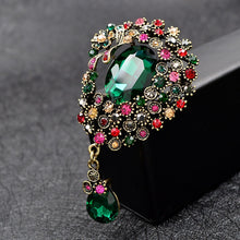 Load image into Gallery viewer, CINDY XIANG Vintage Large Crystal Water-drop Brooches For Women Autumn Fashion Brooch Pin Flower Pattern 4 Colors Available
