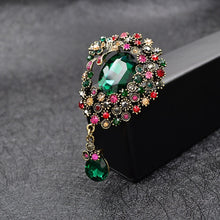 Load image into Gallery viewer, CINDY XIANG Vintage Large Crystal Water-drop Brooches For Women Autumn Fashion Brooch Pin Flower Pattern 4 Colors Available
