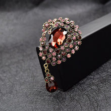 Load image into Gallery viewer, CINDY XIANG Vintage Large Crystal Water-drop Brooches For Women Autumn Fashion Brooch Pin Flower Pattern 4 Colors Available
