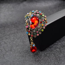 Load image into Gallery viewer, CINDY XIANG Vintage Large Crystal Water-drop Brooches For Women Autumn Fashion Brooch Pin Flower Pattern 4 Colors Available
