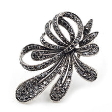 Load image into Gallery viewer, Women&#39;s Rhinestone Black Flower Brooch
