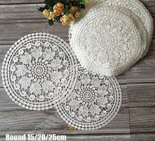 Load image into Gallery viewer, Round Lace Water Soluble Embroidery Place Table Mat
