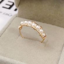 Load image into Gallery viewer, Women&#39;s 3MM Gold Filler Handmade Natural Freshwater Pearl Ring
